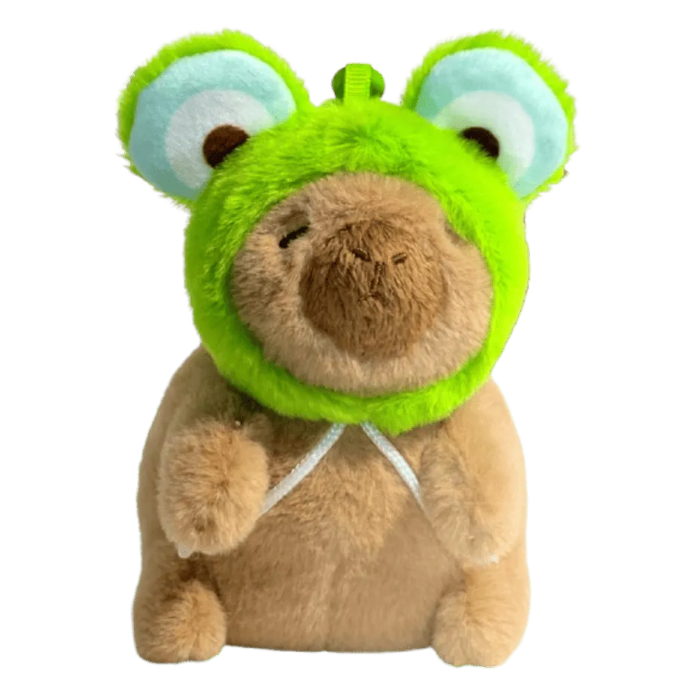 Capybara plush with froggy hat costume