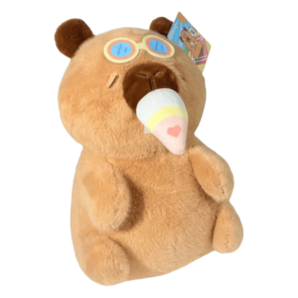 Capybara plush eating ice cream cone