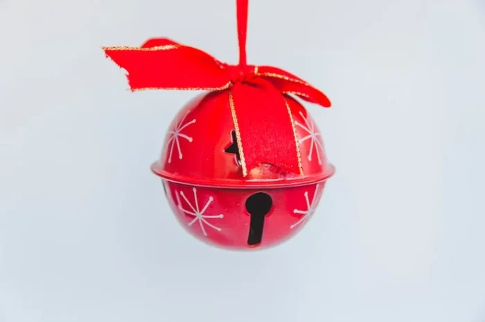 Red jingle bell with ribbon plush toy accessory