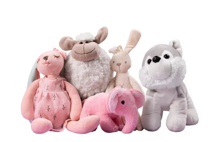 Children with stuffed animal plush toys