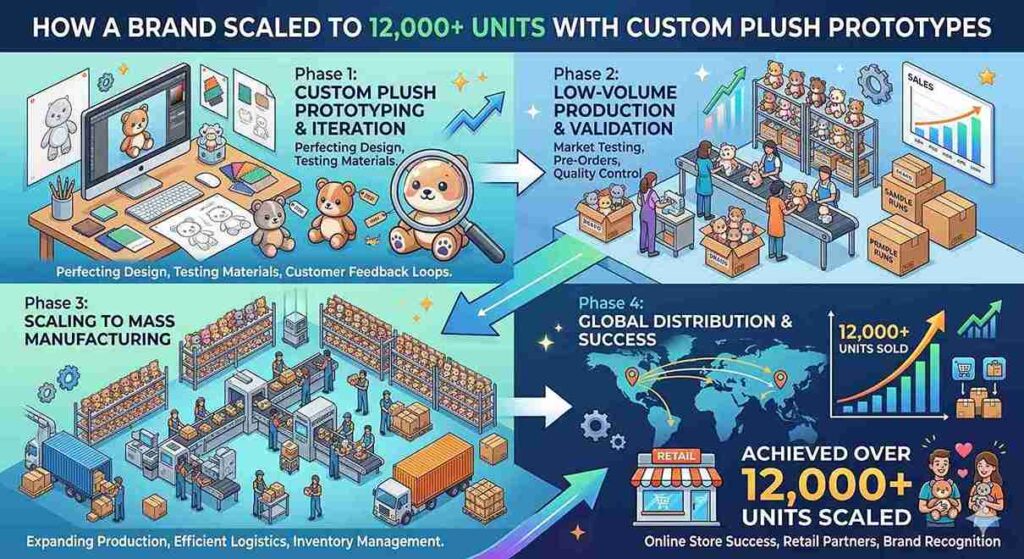 Brand case study scaling to 12,000 plush toy units